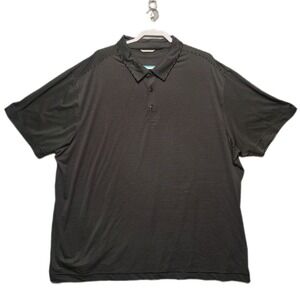 CUTTER AND BUCK Mens XXL Black Forge Pencil Stripe Stretch Golf Polo Shirt
